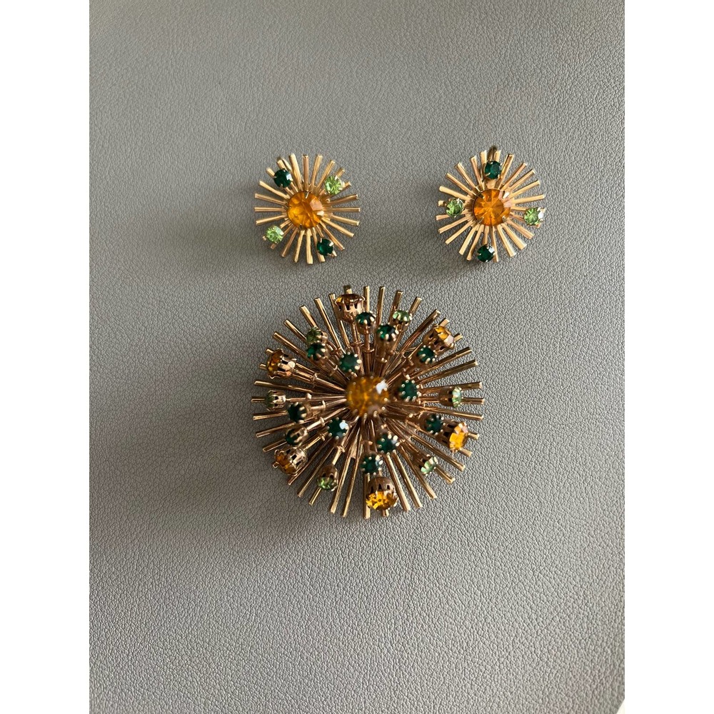 1060’s Sputnik Brooch and Earrings Set Vintage